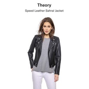 Blue/Gray-Black Theory Moto Speedy Leather Jacket